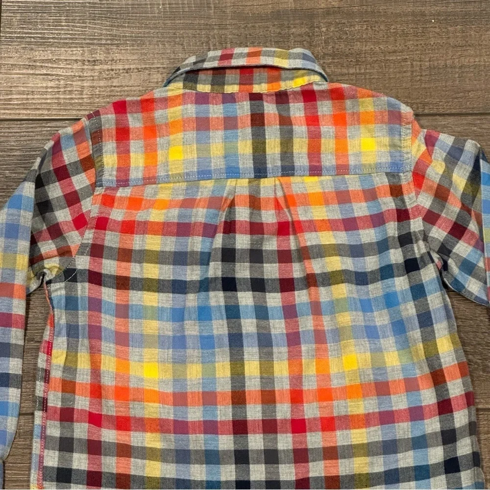 Baby GAP Flannel Button Down Shirt Top Toddler SZ 4 Bright Colors Plaid Holidays